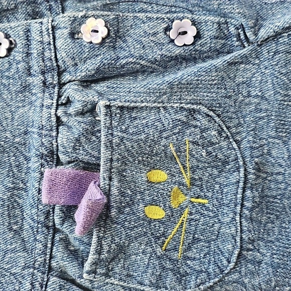 Vintage Floral Denim Bubble Overalls, 2T - Picture 5 of 12